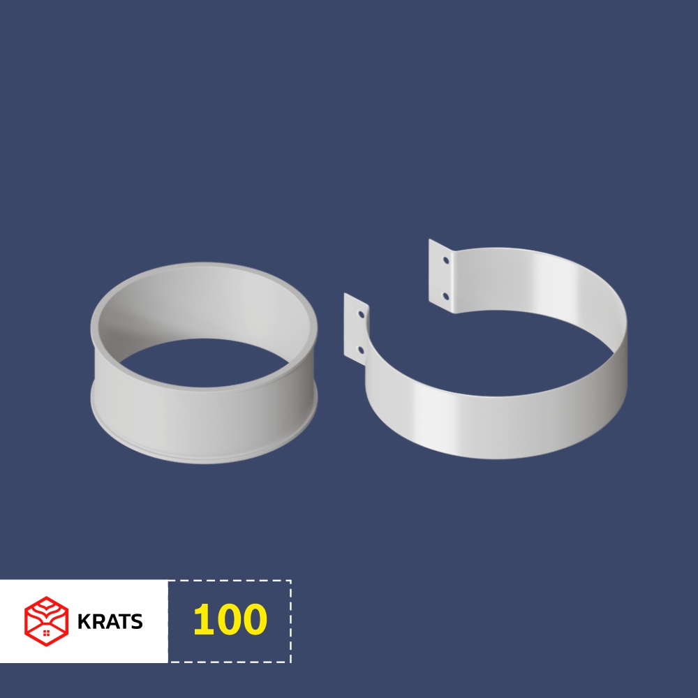 Хомут комплект 100 (резиновый хомут, хомут стальной гнутый, саморезы 2 шт.)