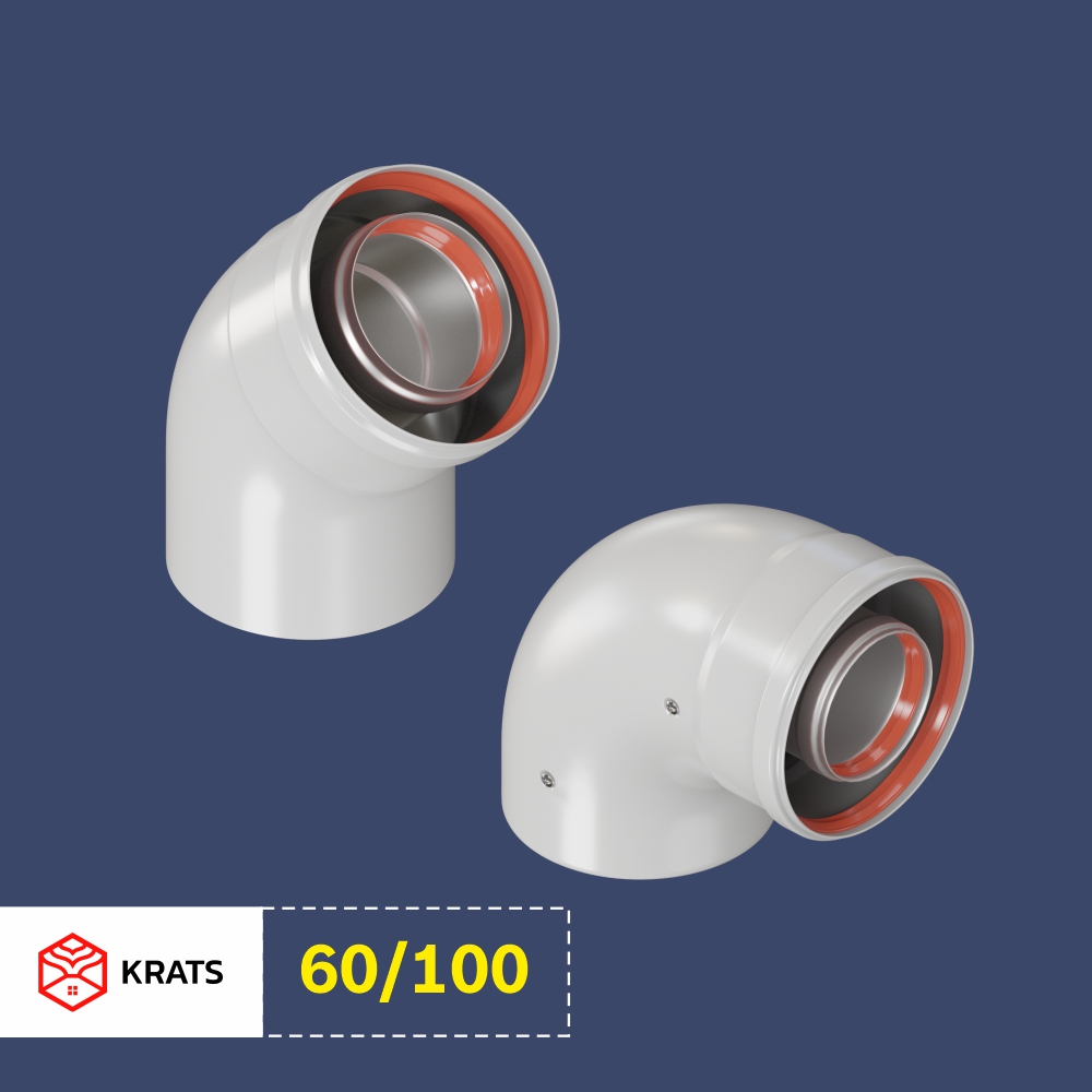 Колено промежуточное «папа-мама» 60/100, коаксиальное