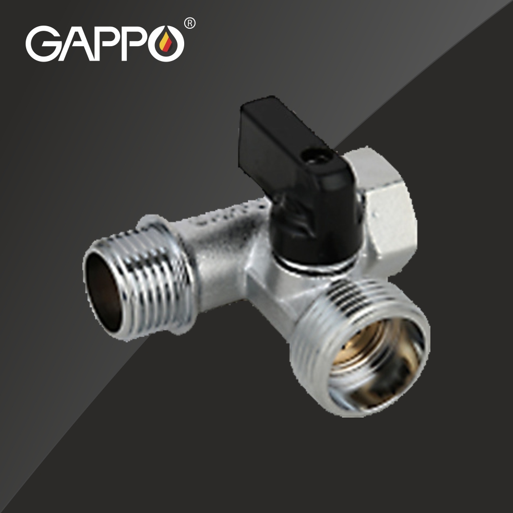 Кран шаровой проходной НР-НР-ВР никелированный G245 Gappo с декоративной чашкой для стиральных машин