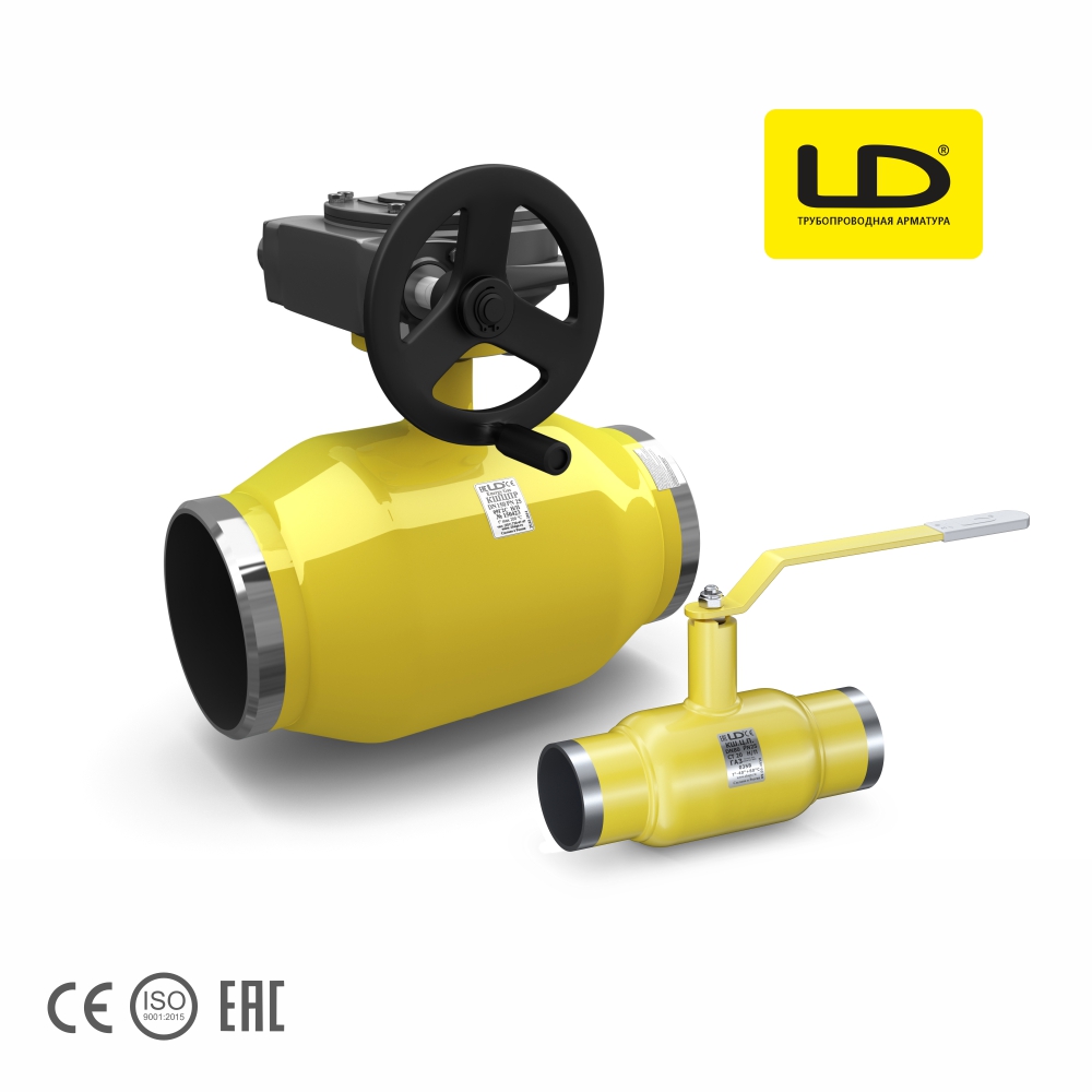 Кран шаровой стальной для газа LD (Россия) приварной, стандартнопроходной
