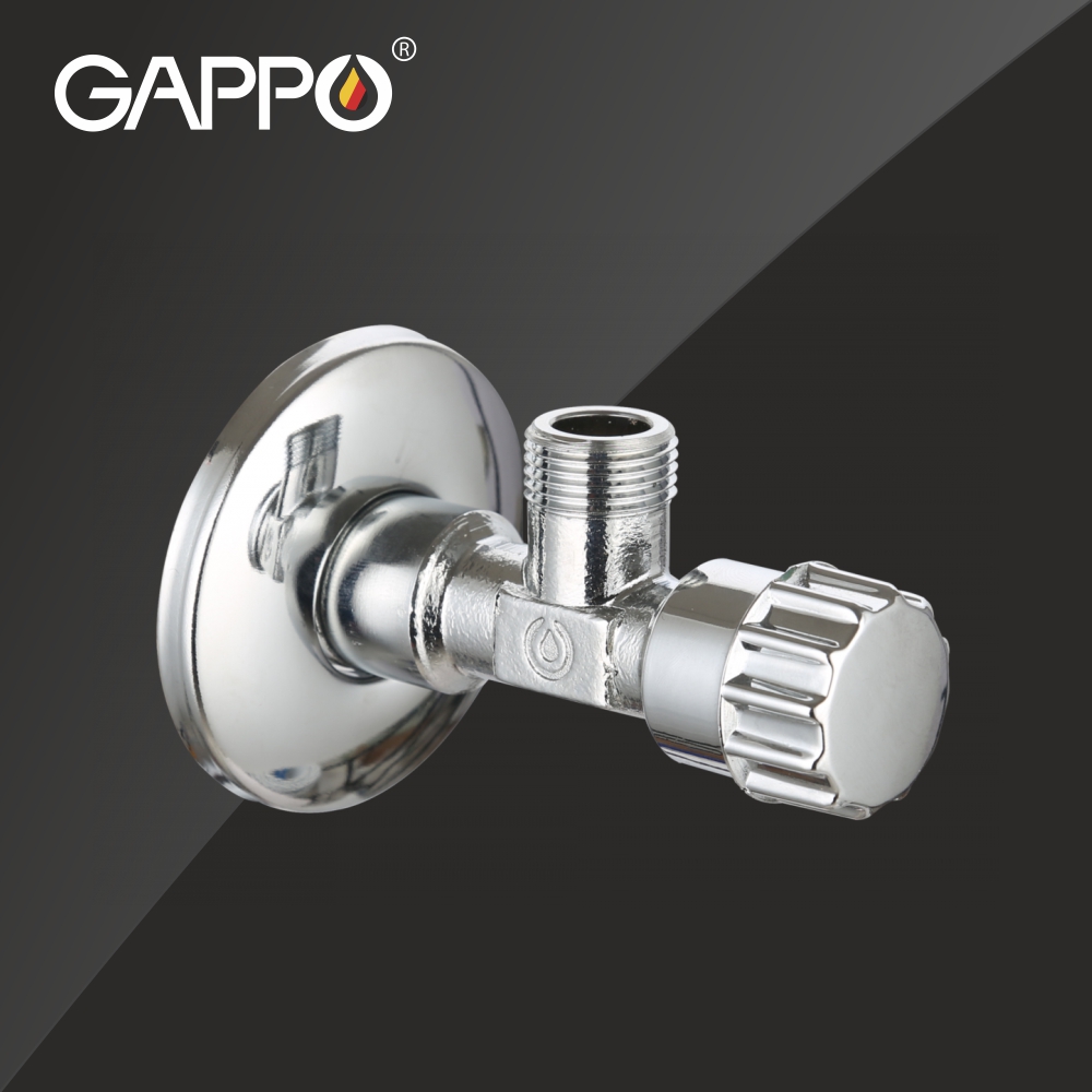 Кран шаровой угловой НР-НР хромированный G242 Gappo с декоративной чашкой для смесителей