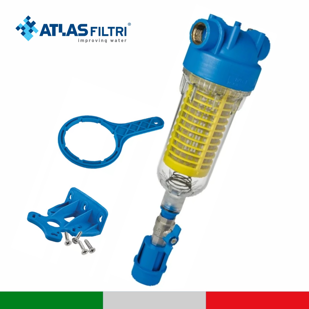 Магистральный фильтр грубой очистки Hydra Atlas Filtri (Италия) c картриджем RLH 90 мкм (нейлоновая сетка), промывной