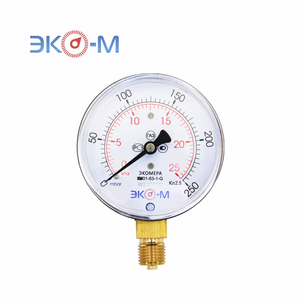 Манометр для низких давлений газов КМ Экомера (Россия) радиальный