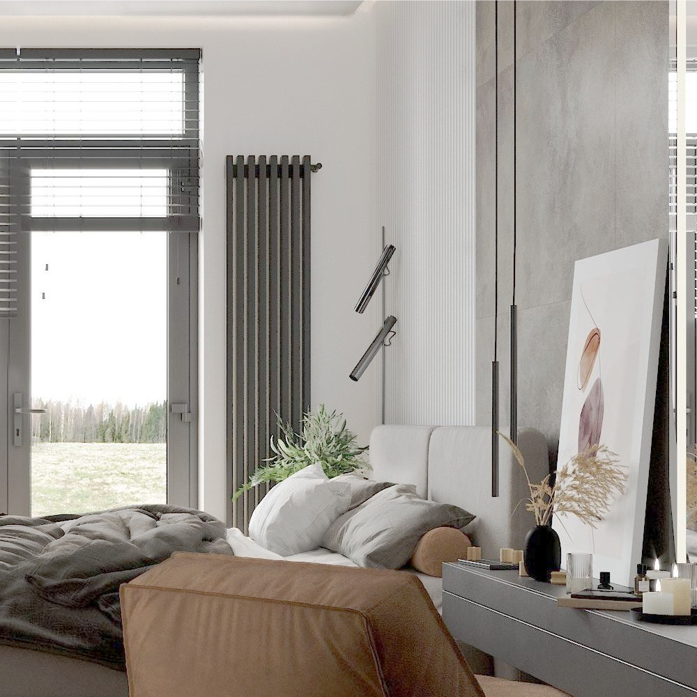 Профильный стальной радиатор P30V Профкаст (Россия), Антрацит (0056), нижнее подключение (ЛП)