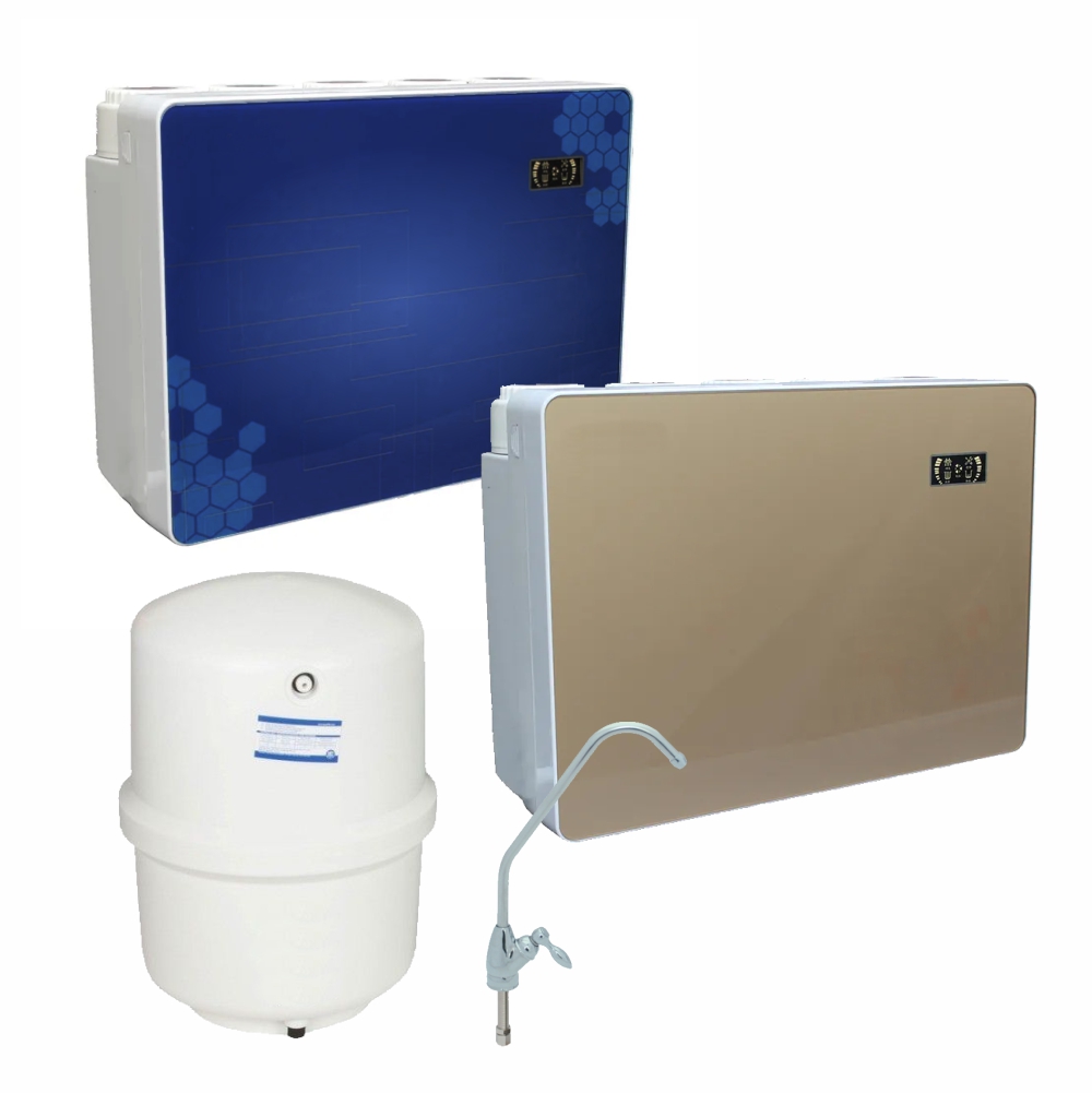 Система обратного осмоса Aquawater закрытого типа с насосом, 5 ступеней. Накопительный бак 12 л.