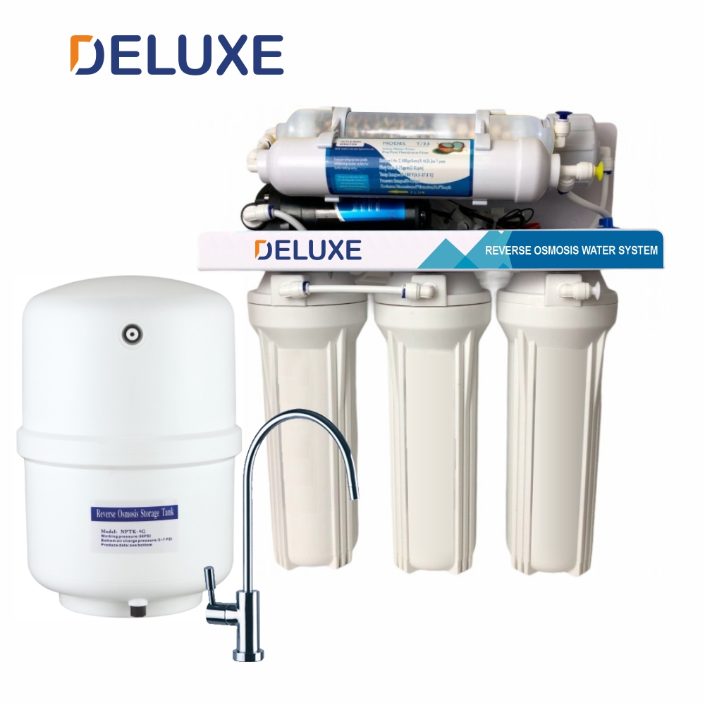 Система обратного осмоса AR01A DELUXE STANDART с минерализатором и насосом, 6 ступеней. ПЛАСТИКОВЫЙ БАК 12 л.