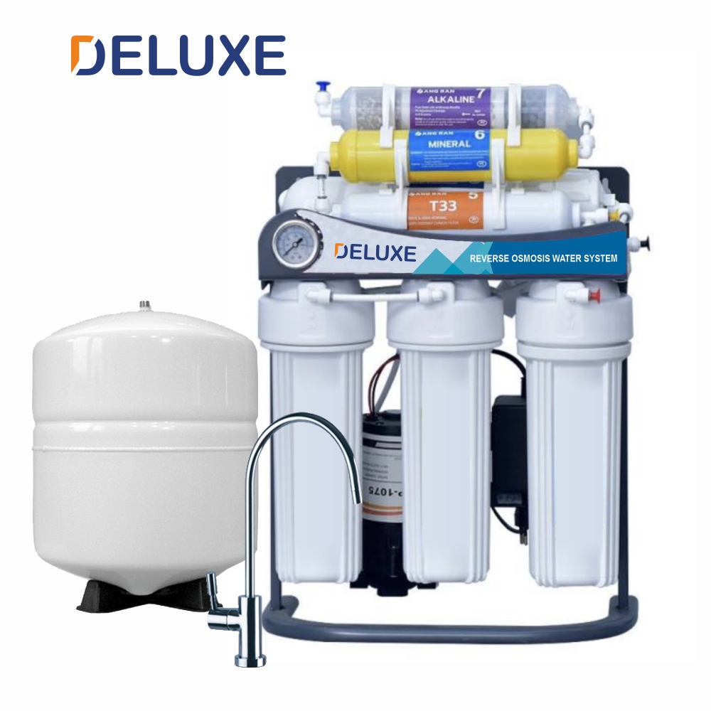 Система обратного осмоса AR02A DELUXE PREMIUM с минерализатором и насосом на станине, 6 ступеней. МЕТАЛЛИЧЕСКИЙ БАК 12 л.