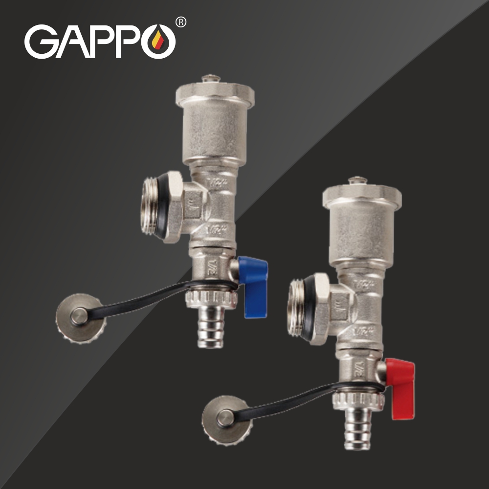 Тройники коллекторные Gappo со сливными клапанами и воздухоотводчиками (пара)