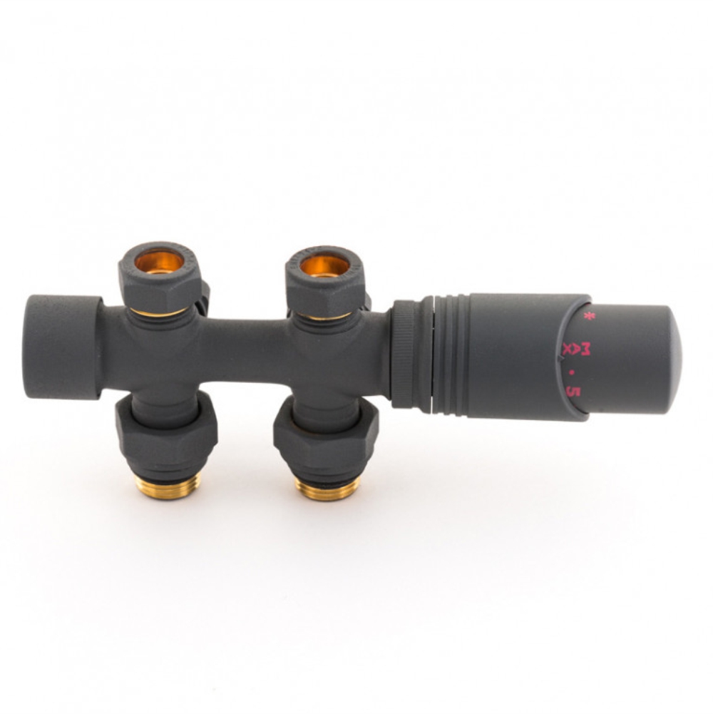 Узел нижнего подключения с термоголовкой Профкаст антрацит универсальный