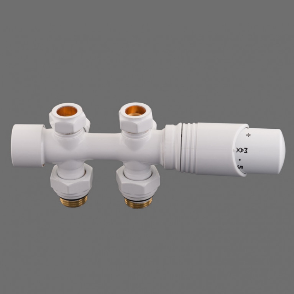 Узел нижнего подключения с термоголовкой Профкаст белый универсальный