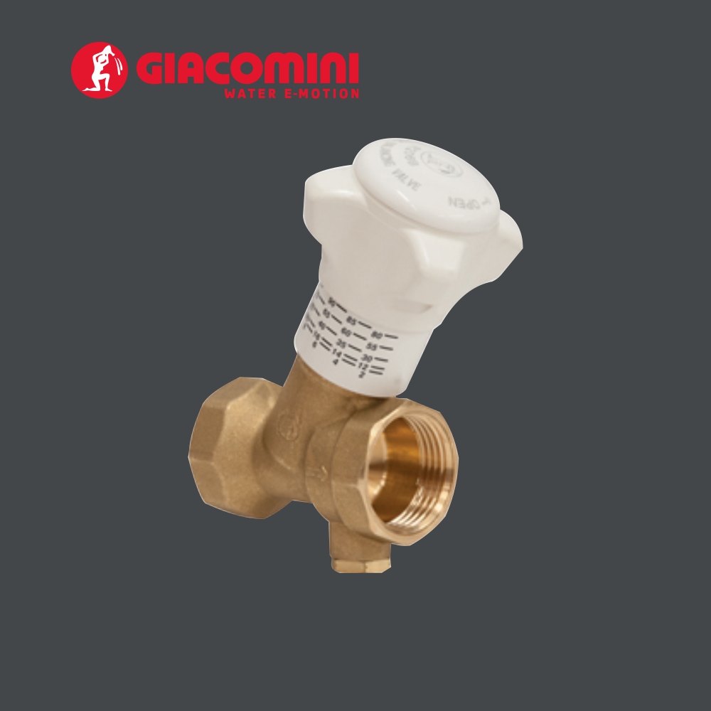 Запорно-балансировочный клапан R206B-1 Giacomini (Италия), ручной, резьбовой, с отводом для слива или подключения импульсной трубки