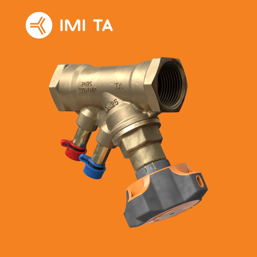Запорно-балансировочный клапан STAD IMI (Швейцария) с измерительным штуцером, ручной, резьбовой, без дренажа