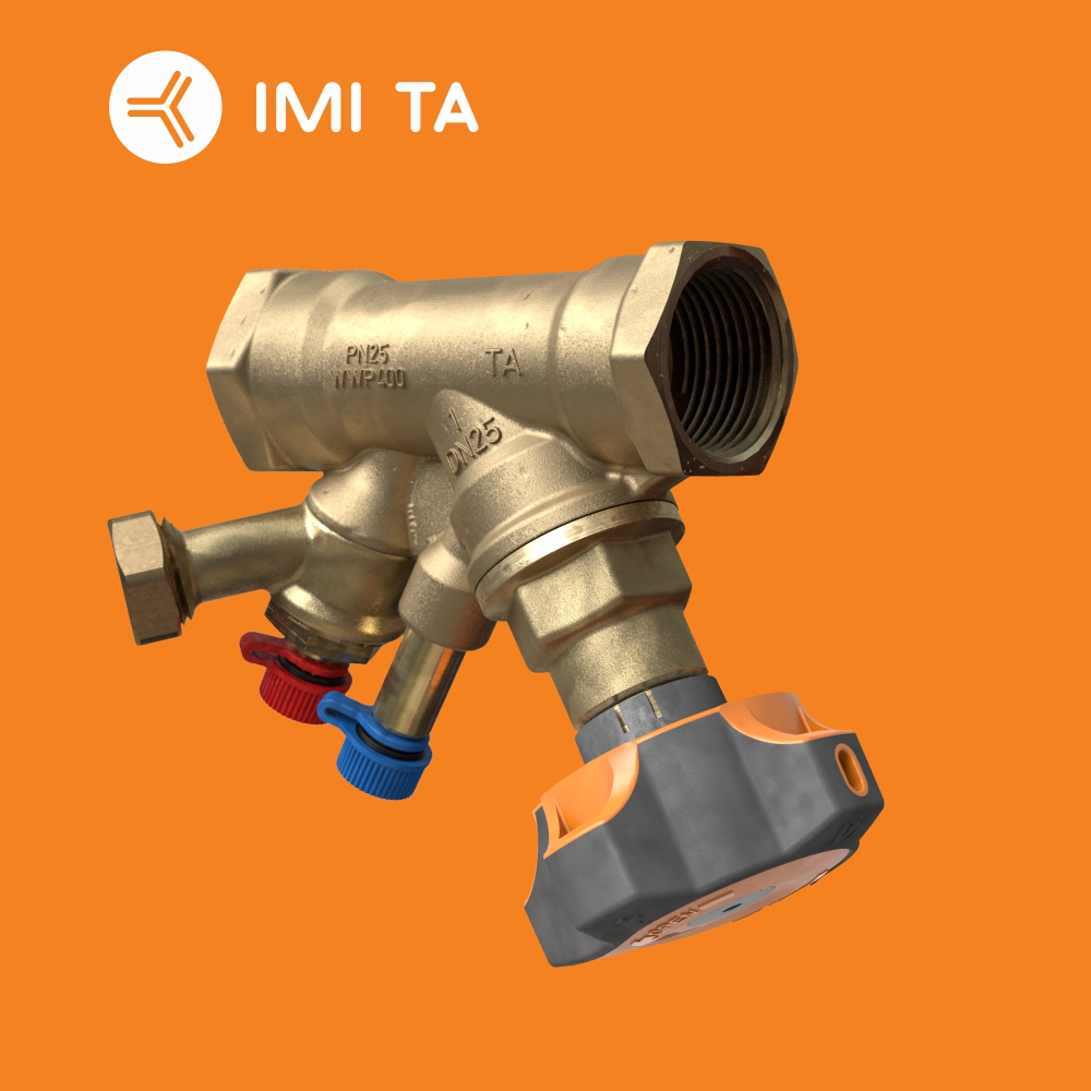 Запорно-балансировочный клапан STAD IMI (Швейцария) с измерительным штуцером, ручной, резьбовой, с дренажем