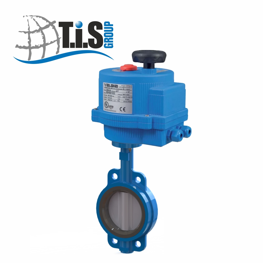 Затвор дисковый поворотный D104 T.I.S Group (Италия) с электроприводом Valbia (Италия)